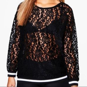 Plus Hailey Lace Sports Trim Top